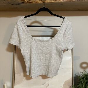 Universal Thread Light Gray Scoop Neck Crop Top